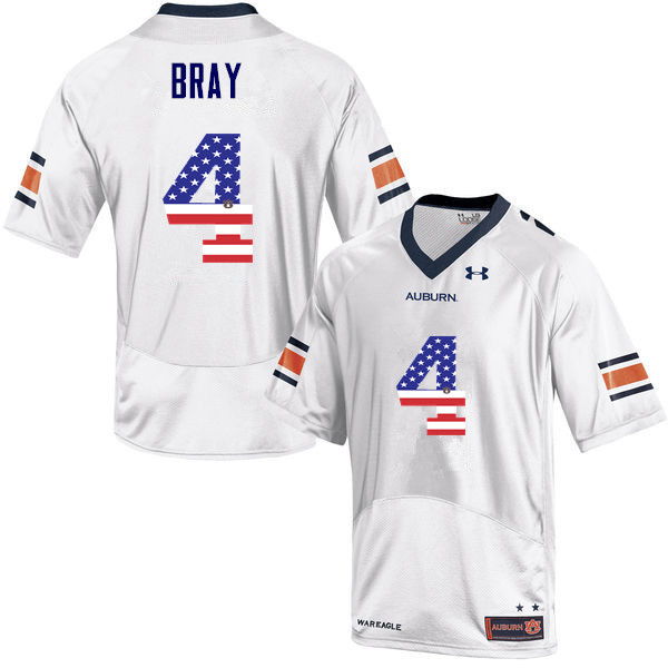 Men #4 Quan Bray Auburn Tigers USA Flag Fashion College Football Jerseys-White